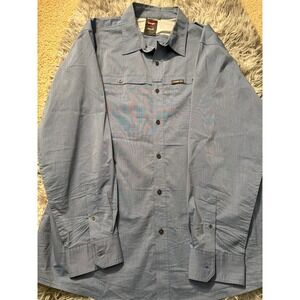 Wrangler Outdoor Shirt 2XL Blue Long Sleeve Button Front Regular Fit